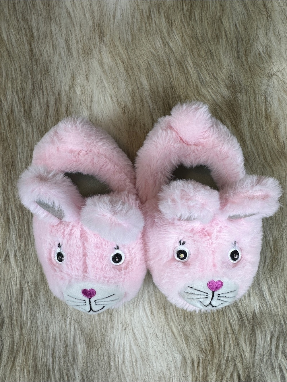 Robeez Pink Bunny Light Up Slippers Girls Fuzzy Sparkle Size 9/10
